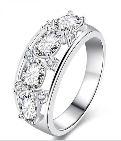 **NEW 2016**  925 Sterling Silver Plated Ring AAA Genuine Crystals - Size 7 / 8
