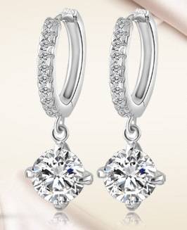 18K Silver / Gold Plated Cubic Zirconia Hoop Earrings - 3 pairs