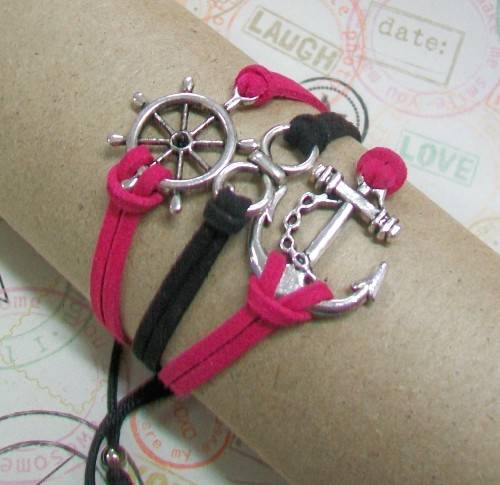 *** CLEARANCE SALE ***  Infinity Bracelet - Pink & Black