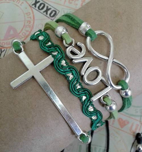 *** CLEARANCE SALE ***  Infinity Bracelet - Shades of Green