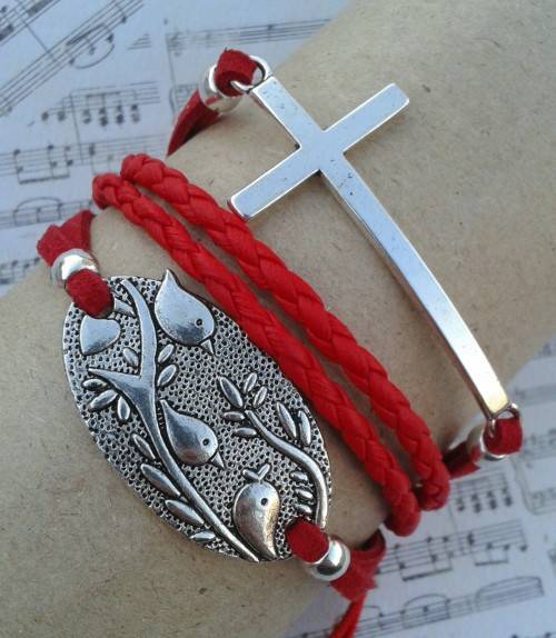 *** CLEARANCE SALE ***  Infinity Cross Bracelet - Red