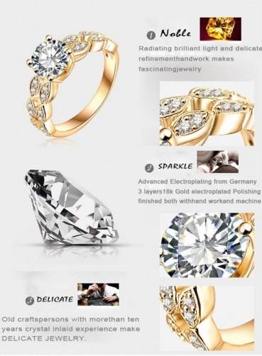 NEW - 18K Gold Plated Beautiful Ring - Size 6 / 7