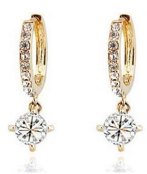 18K Silver / Gold Plated Cubic Zirconia Hoop Earrings - 3 pairs