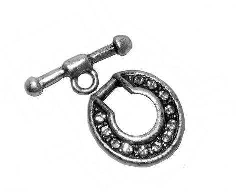 Ant. Silver Toggle - Clear Diamante