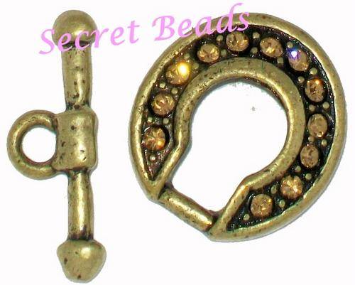 Toggle - Bronze / Champagne Diamante - 1pcs