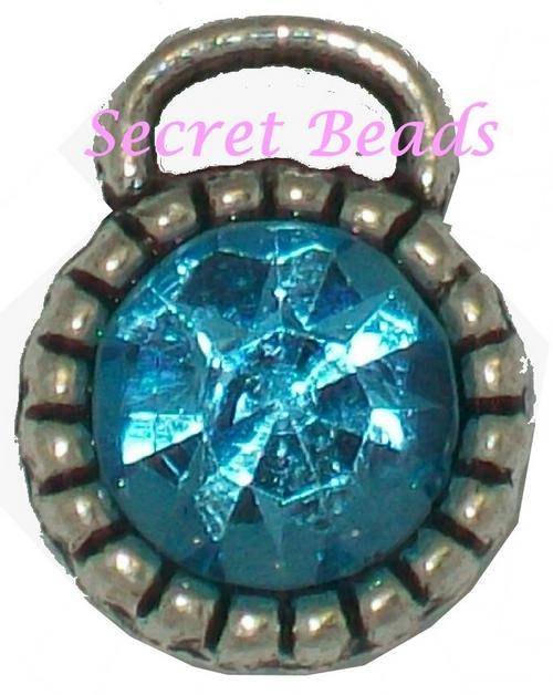 Ant. Silver Charm - Aqua Diamanté