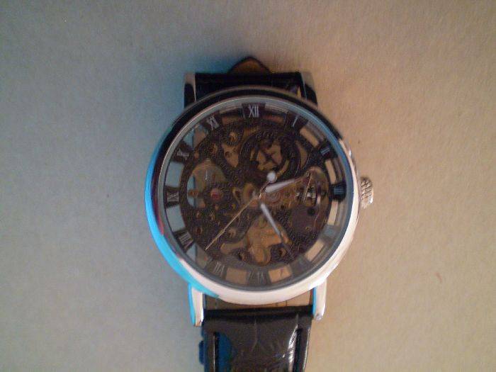 CLASSIC STYLE SKELETON MANUAL WINDING LEATHER MEN'S WATCH