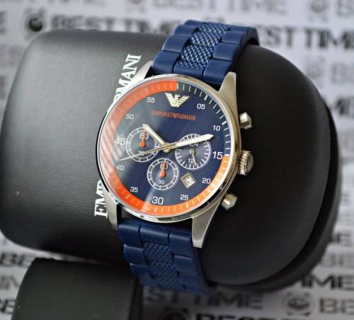 *R1 No Reserve*EMPORIO ARMANI Sportivo Chronograph Blue Dial Men's Watch