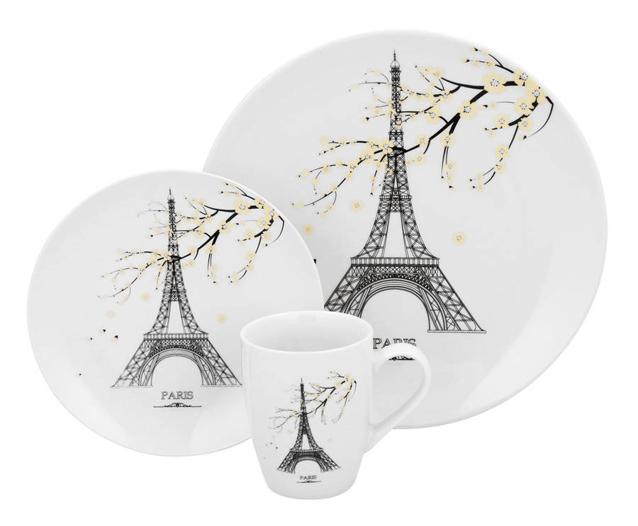 12 Piece Blossoms In Paris Dinner Set