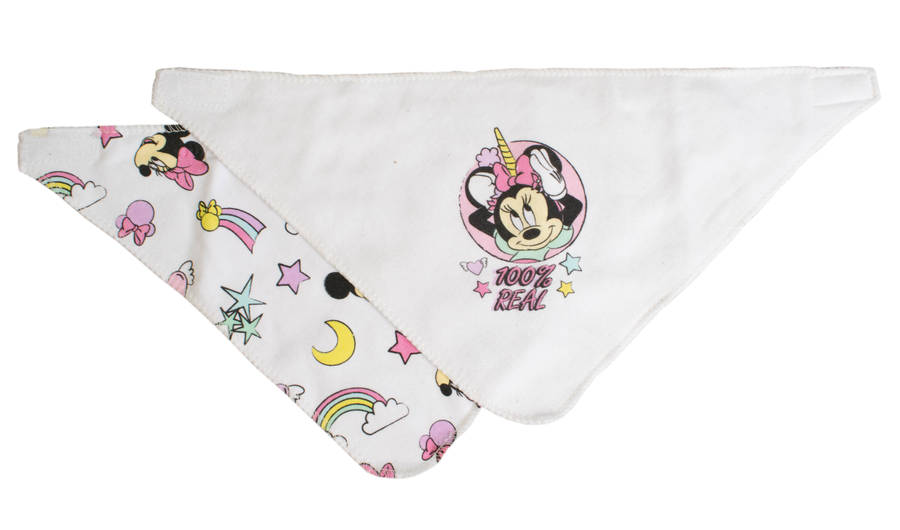 Minnie 2pk Bandana Bib White/Pink