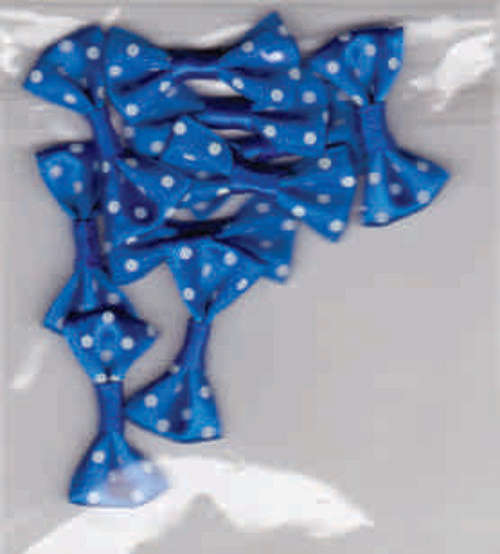 10 Polka dot satin bows +-2.5cm - Deep Blue