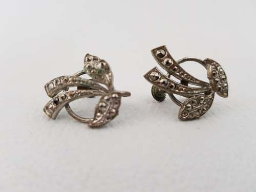 Vintage Costume Jewellery Marcasite Earrings as per photo