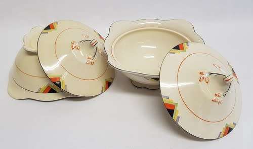 Pair of Woods Ivory Ware bowls with lids - as per photo