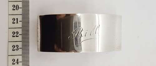 Hallmark Silver serviette ring - engraved -  weight 24g as per photo