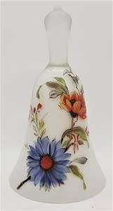 Pair of glass flower pattern bells made in Italy as per photo