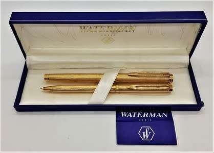 Waterman Paris 18ct Gold -Tipped Fountain Pen and Pencil Set in box - as per photo