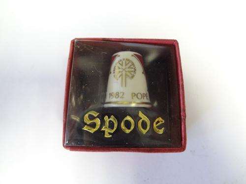 SPODE Pope John Paul II British visit thimble in box - as per photo