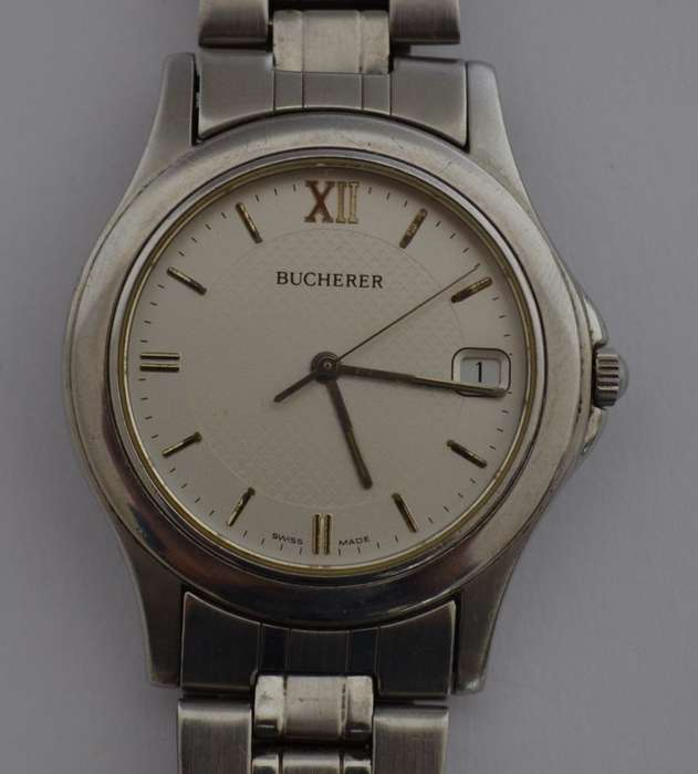 Bucherer Swiss Made Stainless Steel Men`s Watch, Working as per photo