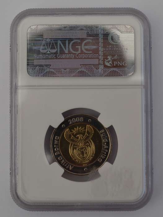 2008 South Africa R5 Mandela 90th Birthday NGC MS 66 as per photo