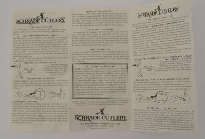 Schrade Frontier Stainless Steel Knife with Sheath as per photo