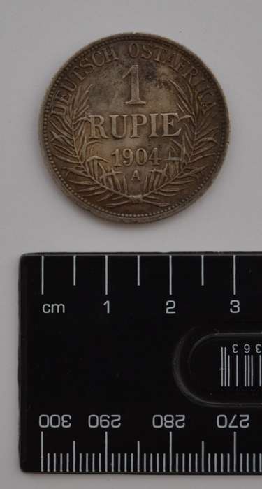 1904 German East Africa 1 Rupie 90% Silver Coin, weight 11.6g diameter 30mm