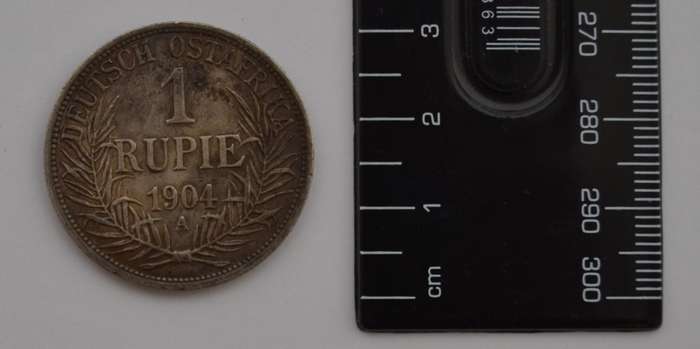 1904 German East Africa 1 Rupie 90% Silver Coin, weight 11.6g diameter 30mm