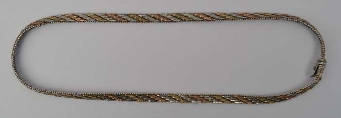 Sterling Silver Tri Color Necklace 43cm weight 25g as per photo