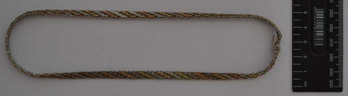 Sterling Silver Tri Color Necklace 43cm weight 25g as per photo