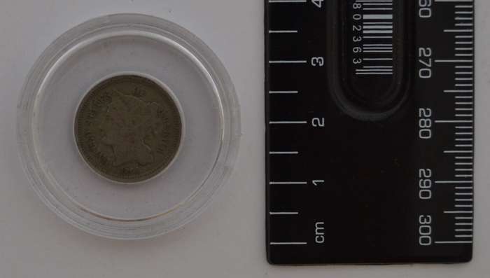 1866 USA 3 cent Nickel coin in box as per photo