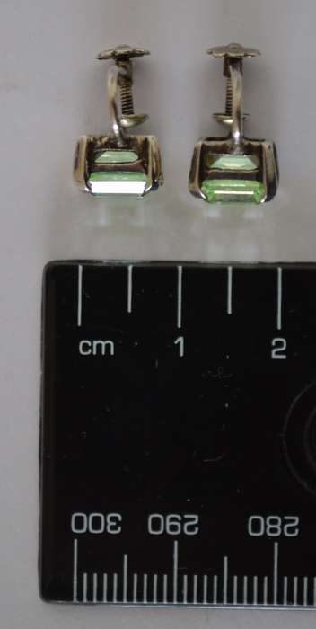 Vintage Emerald Cut Lemon Quartz Screw Back Sterling Silver Earrings