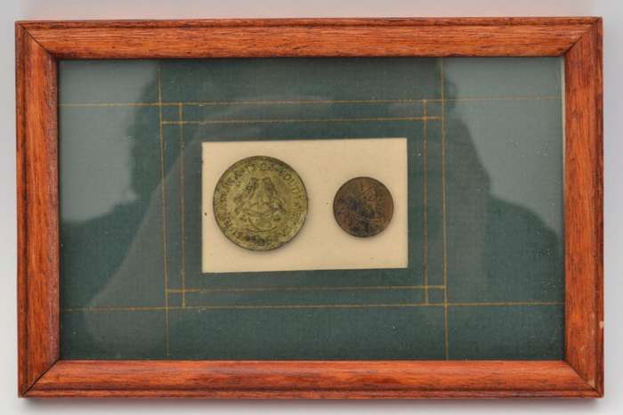 Framed South African 1/2 Cents as per photo