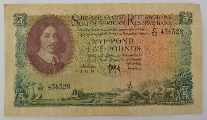 MH De Kock 5 Pound South African Banknote as per photo