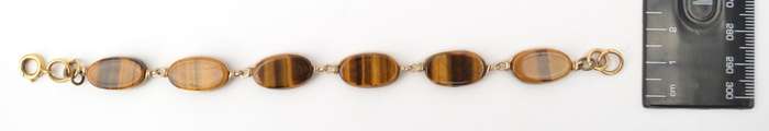 Vintage Tiger-Eye Bracelet with 9k Gold Clasp length 19cm