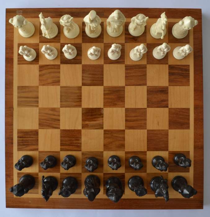 Wooden Chess Board with Plastic Pieces as per photo