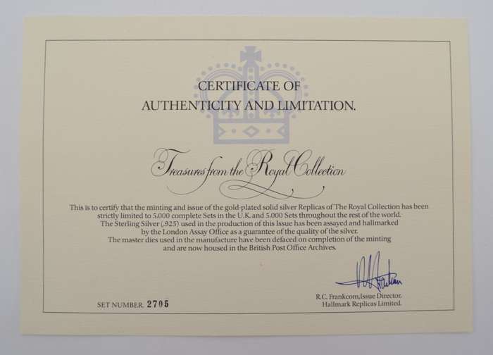 UK Royal Collection Set of 16 Sterling Silver Medallions as per photo