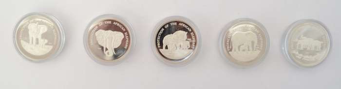 Bank of Uganda (999 Silver) Protection of the African Elephant Medallions as per photo