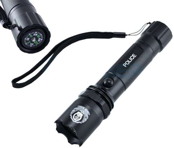 Rechargeable 10W Cree (LED) flashlight 3 modes: high,low,flashing + free wall charger & car charger