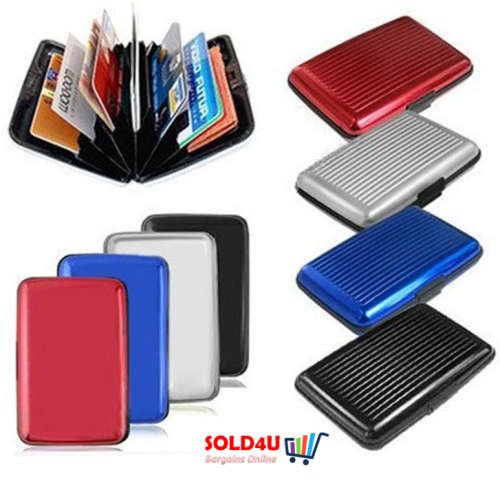 RFID blocking Aluminium Credit Card Wallet - Hard Case Wallet Travel Card Holder (Random Colours)