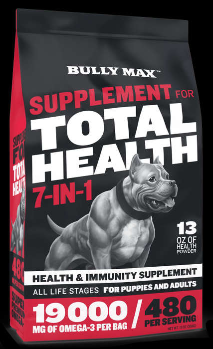 Bully Max Total Health 7-In-1 Dog Supplement - Puppy and Adult Dog Omega 3 Supplement - MADE IN USA