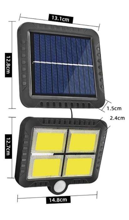 128 LED Bright COB White Solar LED Light With Split Solar Panel & Motion Sensor with Cable