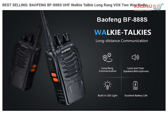 2 X Two Way Radio Hand Radio Set with 16 Channels Walkie Talkie VOX Long Range 1KM TO 5KM