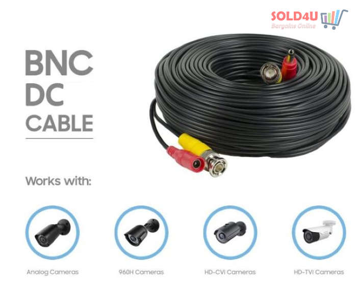 20m CCTV Camera Cable Power & Video Ready Plug and Play [BNC + DC]  20 Meters