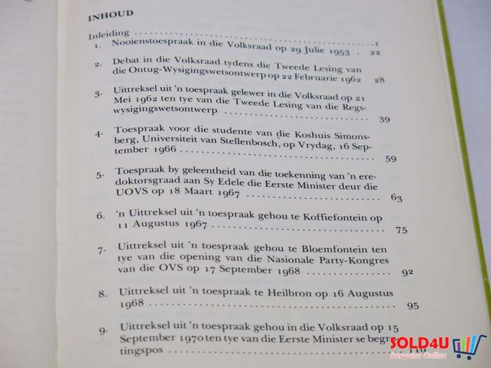 Geredigeerde Toesprake van die Sewende Eerste Minister van Suid-Afrika Adv. BJ Vorster Deel I 1953-
