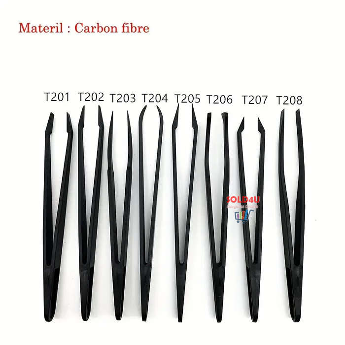 8pcs Tweezer SET Black Carbon Fiber Plastic Tweezers Repair Accessories Set Tools