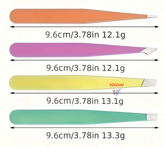 4pcs Set Eyebrow Tweezers S/Steel Tweezers For Hair Removal, 4 Different Types Tweezers