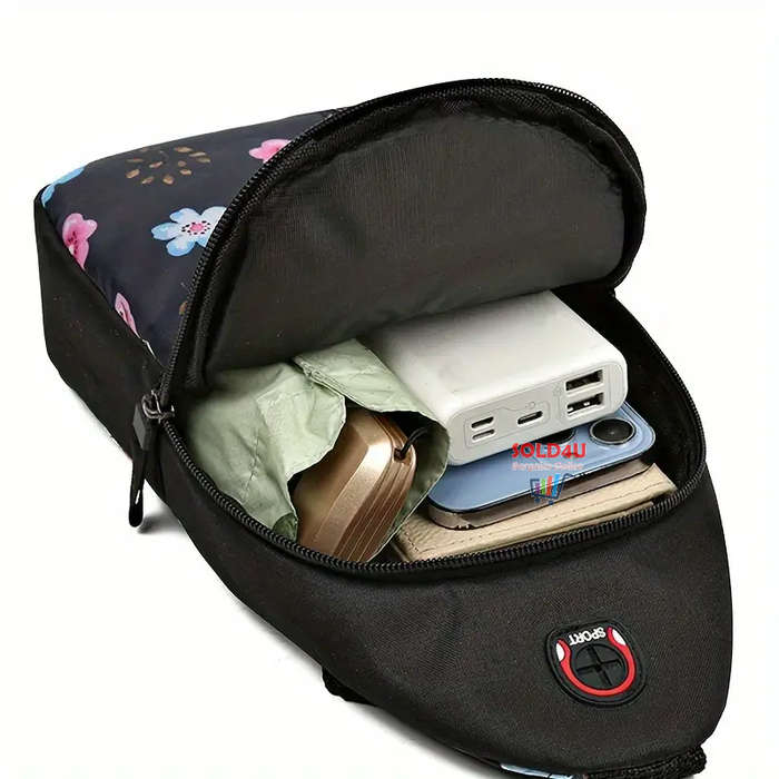 Chest Bag Single Shoulder Crossbody Bag With Earphone Hole (Butterfly) Nylon Lightweight Sling Bag