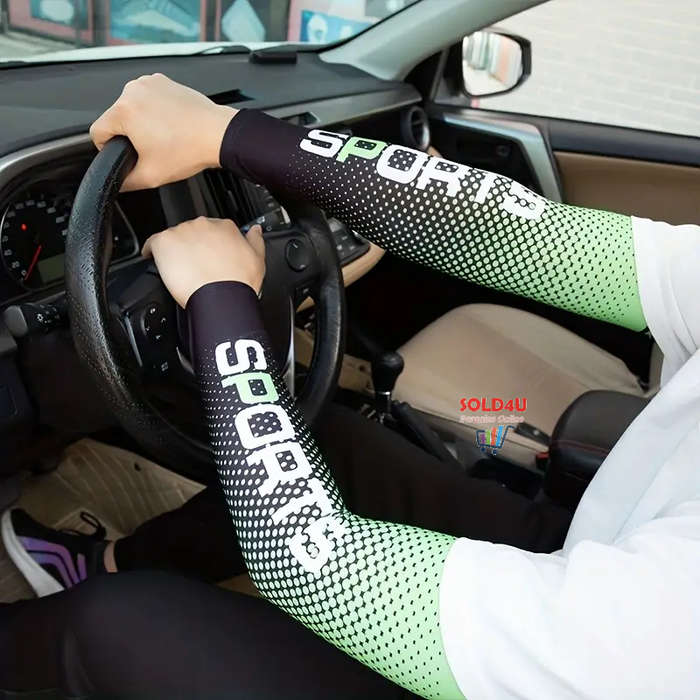 Unisex Cooling Arm Sleeves  Sports Running UV Sun Protection Outdoor Cycling Sleeves 1-Pair [GREEN]