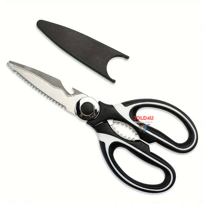 Set of 2 -Kitchen Scissors Heavy Duty Stainless Steel Tool + Protective Cover 4 IN 1 Multifunctional