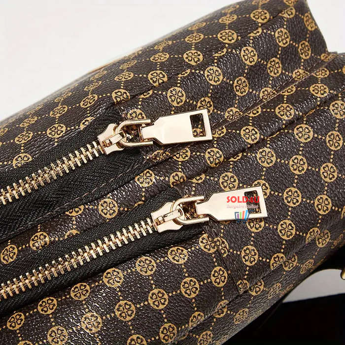 Stylish PU Leather Double-layer Polka Dot Chest Bag Casual Simple Crossbody Bag