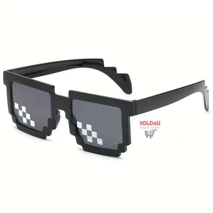 Unisex Party fashion Minecraft Theme Mosaic Glasses (Black - No Pouch)